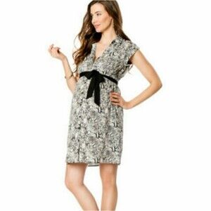 🎉5 for $20🎉 maternity dress XL black snakeskin print buttondown tie belt